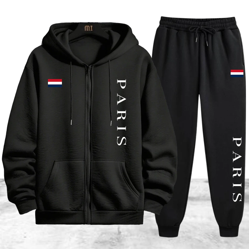 Winter Clothing Matching - Tuta da uomo Paris Printing, casual,